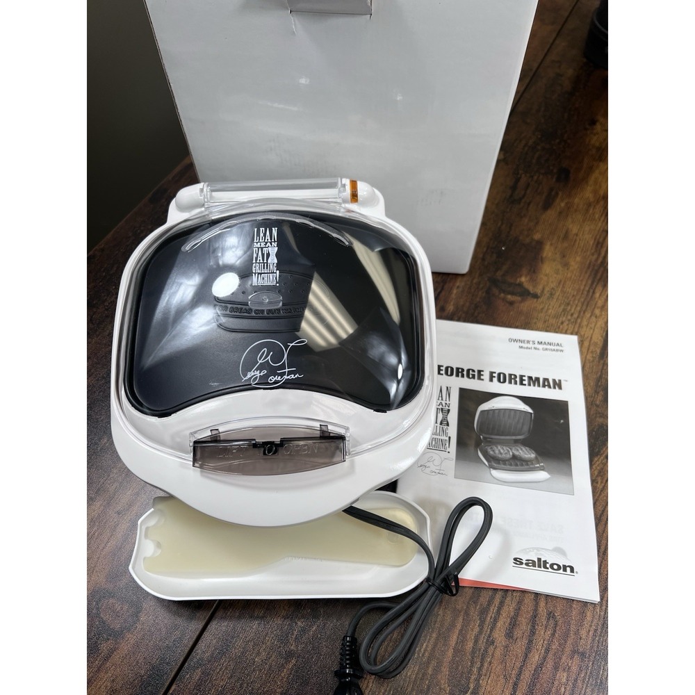 George Foreman Grill Electric White Salton GR10ABW Vintage NEW NOS
